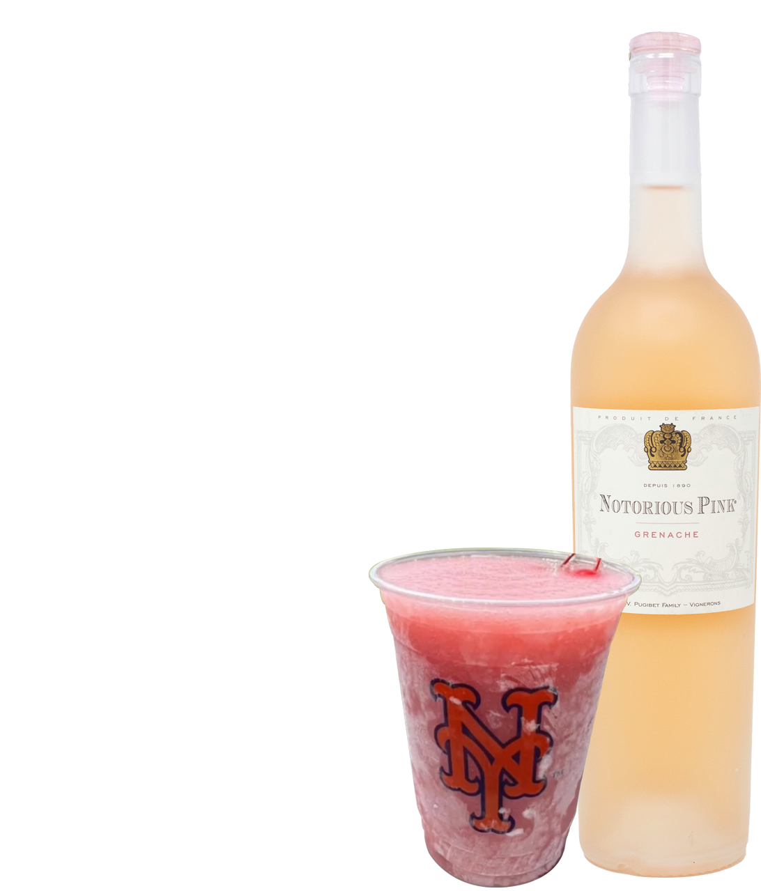 Notorious Pink Rose wine frose in stadium cup at Citi Field